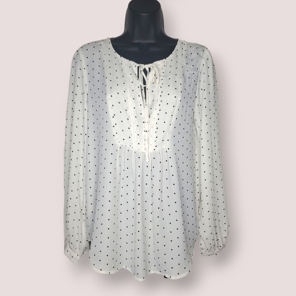 Loft Ann Taylor Polkadot Print Long Sleeve Blouse Size S NWT - Picture 1 of 7